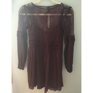 Abercrombie & Fitch lace maroon dress